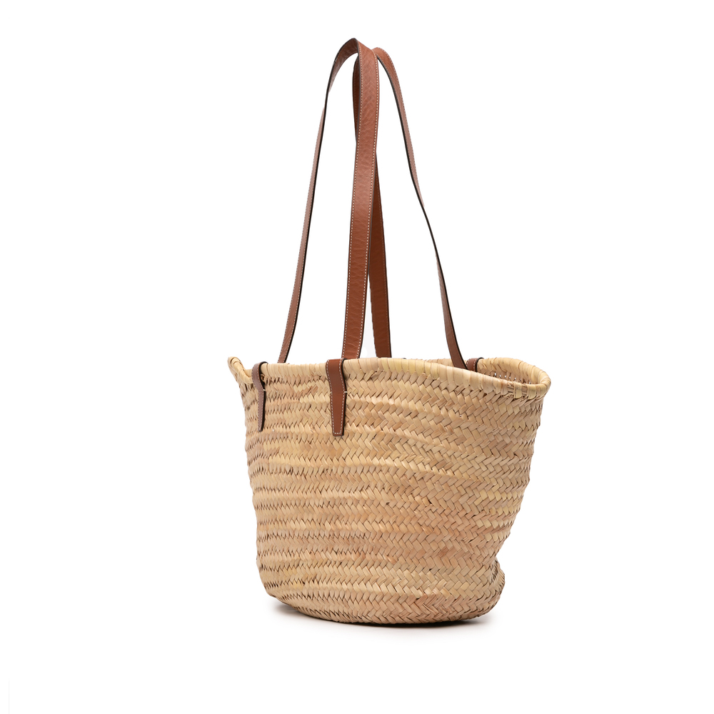Pre-Loved Celine Large Raffia Cuir Triomphe Classic Panier Tote - Picture 2 of 12